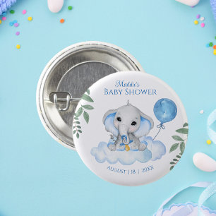Badge Rond 2,50 Cm Boys Baby shower d'éléphant aquarelle