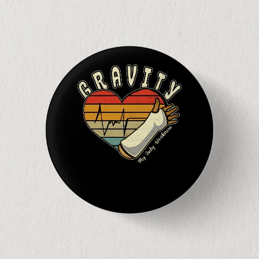 Badge Rond 2,50 Cm Bras cassé Gravité Mon seul faible poignet à main (Devant)
