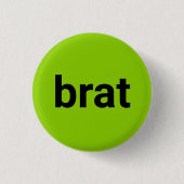 Badge Rond 2,50 Cm Brat typographie moderne noir chaux vert cool (Devant)