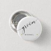 Badge Rond 2,50 Cm Bridal Party Groom Script Simple Modern Gold Heart (Devant & derrière)