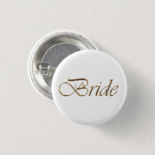 Badge Rond 2,50 Cm Bride, écriture or élégant chic bouton épingle bla