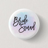 Badge Rond 2,50 Cm Bride Squad noir Script Joli Pastel Aquarelles (Devant)