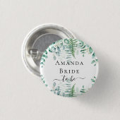 Badge Rond 2,50 Cm Bride to be eucalyptus greenery ferns woodland (Devant & derrière)