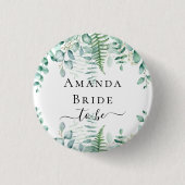 Badge Rond 2,50 Cm Bride to be eucalyptus greenery ferns woodland (Devant)