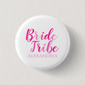 Badge Rond 2,50 Cm Bride Tribe Hot Pink Script Bachelorette (Devant)