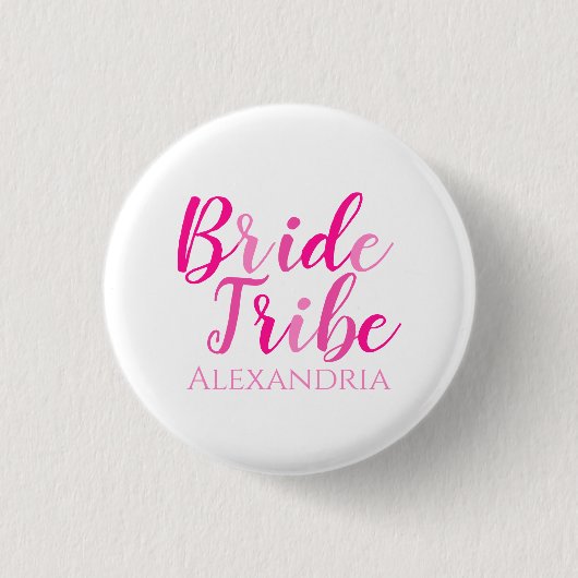 Badge Rond 2,50 Cm Bride Tribe Hot Pink Script Bachelorette (Devant)