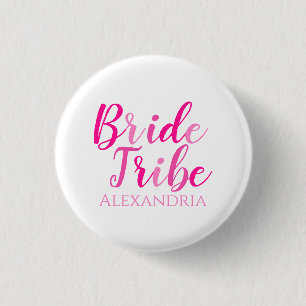 Badge Rond 2,50 Cm Bride Tribe Hot Pink Script Bachelorette