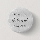 Badge Rond 2,50 Cm Bridesmaid argent brillant nom élégant (Devant)