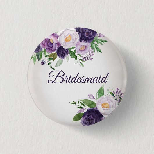 Badge Rond 2,50 Cm Bridesmaid Lavender Floral Greenery (Devant)