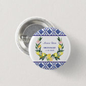 Badge Rond 2,50 Cm Bridesmaid Lemon Blue Carreaux italiens Fête des m (Devant & derrière)