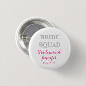 Badge Rond 2,50 Cm Bridesmaid Pink Nom personnalisé Mariage Bachelore (Devant & derrière)