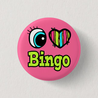 Badge Rond 2,50 Cm Bright Eye Heart I Love Bingo