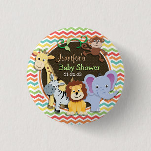 Badge Rond 2,50 Cm Bright Rainbow Chevron Zoo Animaux Baby shower