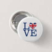 Badge Rond 2,50 Cm British Hearts - Love Union Jack - Bouton (Devant & derrière)