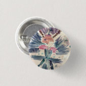 BADGE ROND 2,50 CM BROCHE DE DAME TURQUOISE (AQUARELLE) (Devant & derrière)