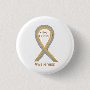 Badge Rond 2,50 Cm Broches Bouton Gris et Gold Sensibilisation