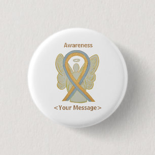 Badge Rond 2,50 Cm Broches Bouton Gris et Or Sensibilisation à l'angl