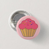 Badge Rond 2,50 Cm Broderie Faux Cupcake fraise Imprimer (Devant & derrière)