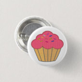 Badge Rond 2,50 Cm Broderie Faux Cupcake fraise Imprimer (Devant & derrière)
