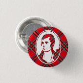 Badge Rond 2,50 Cm Brûlures de Robbie du barde de l'Ecosse de tartan (Devant & derrière)