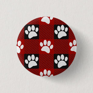 Badge Rond 2,50 Cm Buffalo Empreinte de patte de chien plaqué en noir