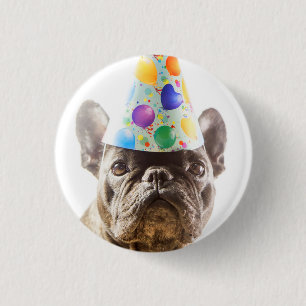 Badge Rond 2,50 Cm Bulldog français avec Casquette de parti