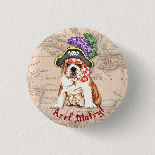 Badge Rond 2,50 Cm Bulldog Pirate (Devant)