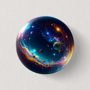 Badge Rond 2,50 Cm Bulle cosmique Galaxie Imaginaire Art