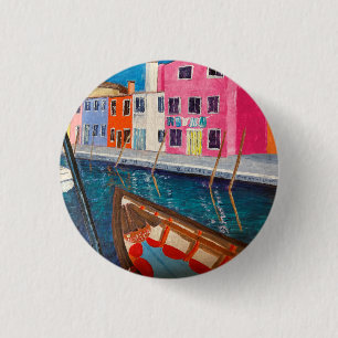 Badge Rond 2,50 Cm Burano Venice Italie 3 Cm Insigne Rond