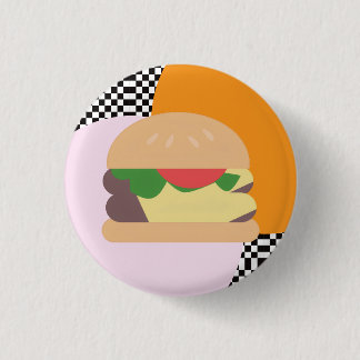 Badge Rond 2,50 Cm Burger Bold à carreaux rose orange noir