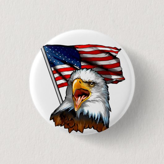Badge Rond 2,50 Cm Button ~ American Eagle and U.S.A. Flag (Devant)