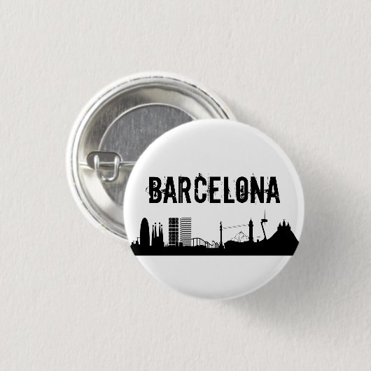 Badge Rond 2,50 Cm Button Barcelone/Plaque Barcelone (Devant & derrière)