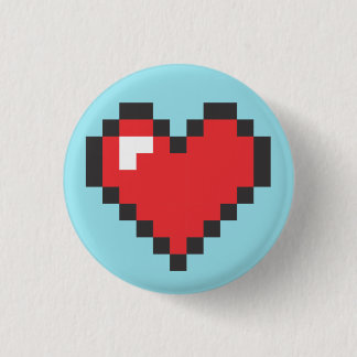 Badge Rond 2,50 Cm Button Coeur 8bits