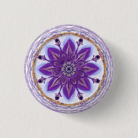 Badge Rond 2,50 Cm Button Mandala 10 "Bleu royal" (Devant)