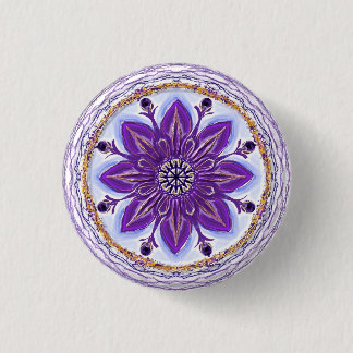 Badge Rond 2,50 Cm Button Mandala 10 "Bleu royal"