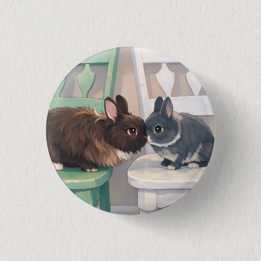 Badge Rond 2,50 Cm  Button - Two Rabbits (Devant)