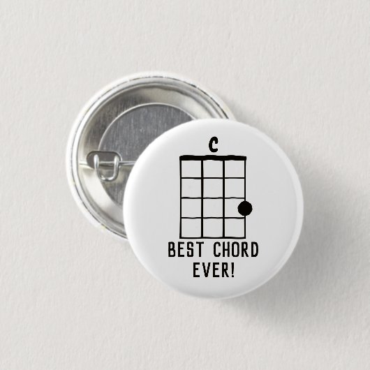 Badge Rond 2,50 Cm C Meilleur accord jamais Ukulele Lover (Devant & derrière)
