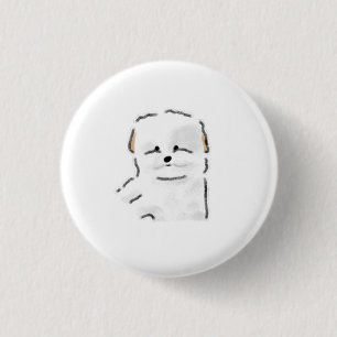 Badge Rond 2,50 Cm Cadeau Chien Blanc Agitant pour les Amoureux des C