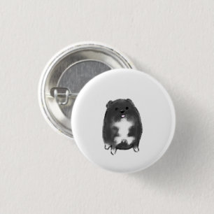 Badge Rond 2,50 Cm Cadeau Chien Noir Potelé et Poilu