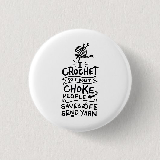 Badge Rond 2,50 Cm Cadeau Crochet Crocheter (Devant)