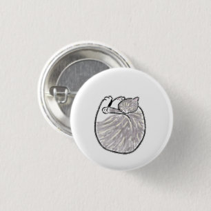 Badge Rond 2,50 Cm Cadeau d'anniversaire de chaton gris tabby endormi