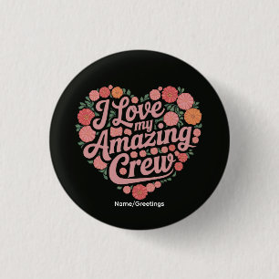 Badge Rond 2,50 Cm Cadeau d'appréciation pour l'équipe du cœur floral
