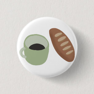 Badge Rond 2,50 Cm Cadeau de baguette fraîche française et tasse à ca