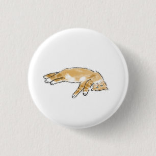 Badge Rond 2,50 Cm Cadeau de chat tigré orange paresseux pour les pro