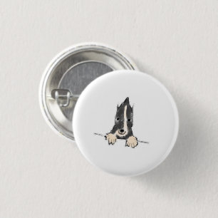 Badge Rond 2,50 Cm Cadeau de chiot Border Collie qui regarde