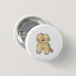 Badge Rond 2,50 Cm Cadeau de doodle au crayon de chiot à la crème heu