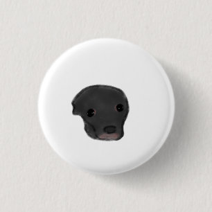 Badge Rond 2,50 Cm Cadeau de portrait minimaliste de chiot noir