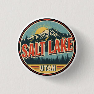 Badge Rond 2,50 Cm Cadeau de ski vintage Salt Lake City nature Utah