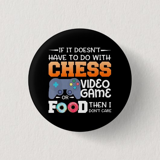 Badge Rond 2,50 Cm Cadeau d'échecs| Jeu Vidéo D'Échecs Ou Conception (Devant)