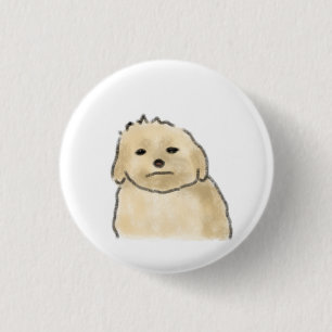 Badge Rond 2,50 Cm Cadeau drôle de chien crémeux grincheux